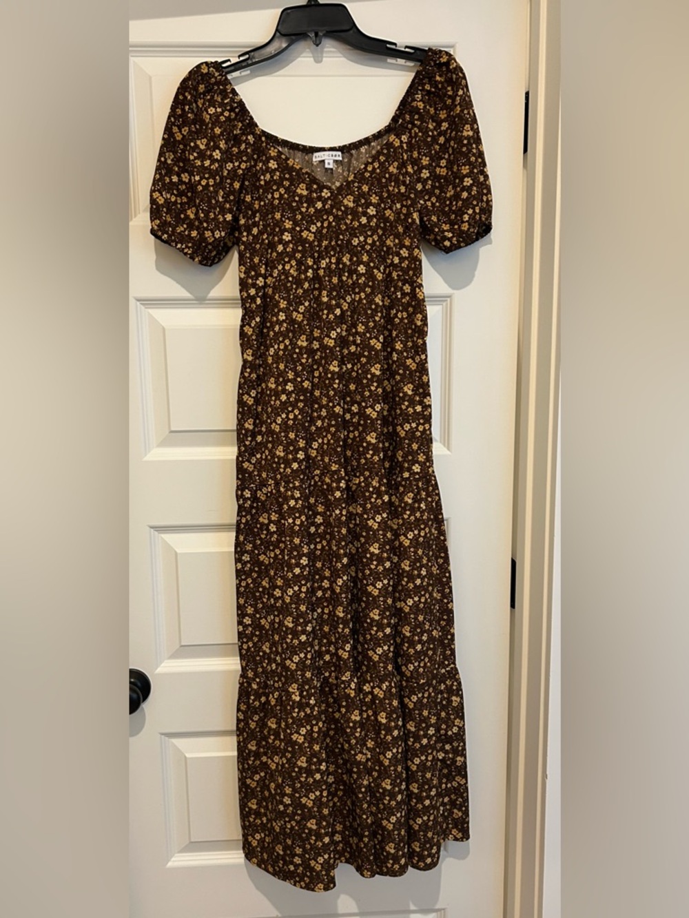 Baltic Born Brown Floral Puff Sleeve Maxi Dress
